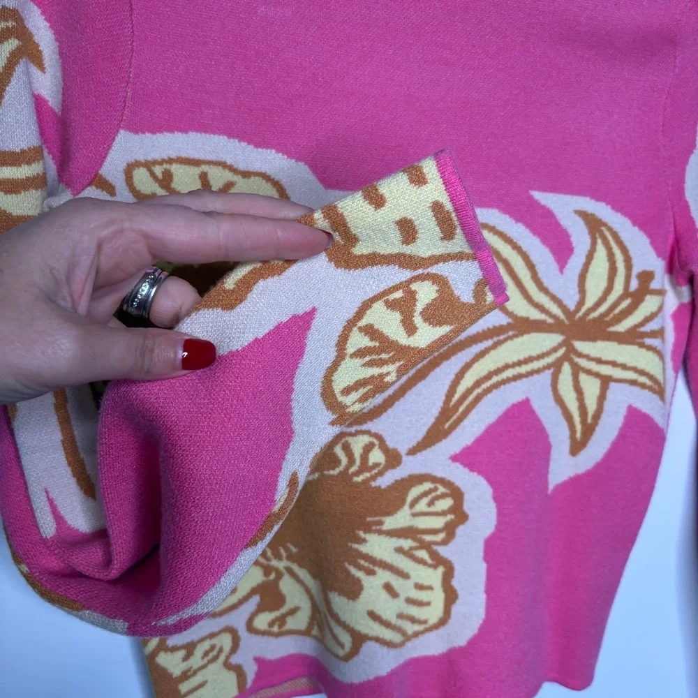 The Wolf Gang Hibiscus Long Sleeve Knit Sweater Top Size Small